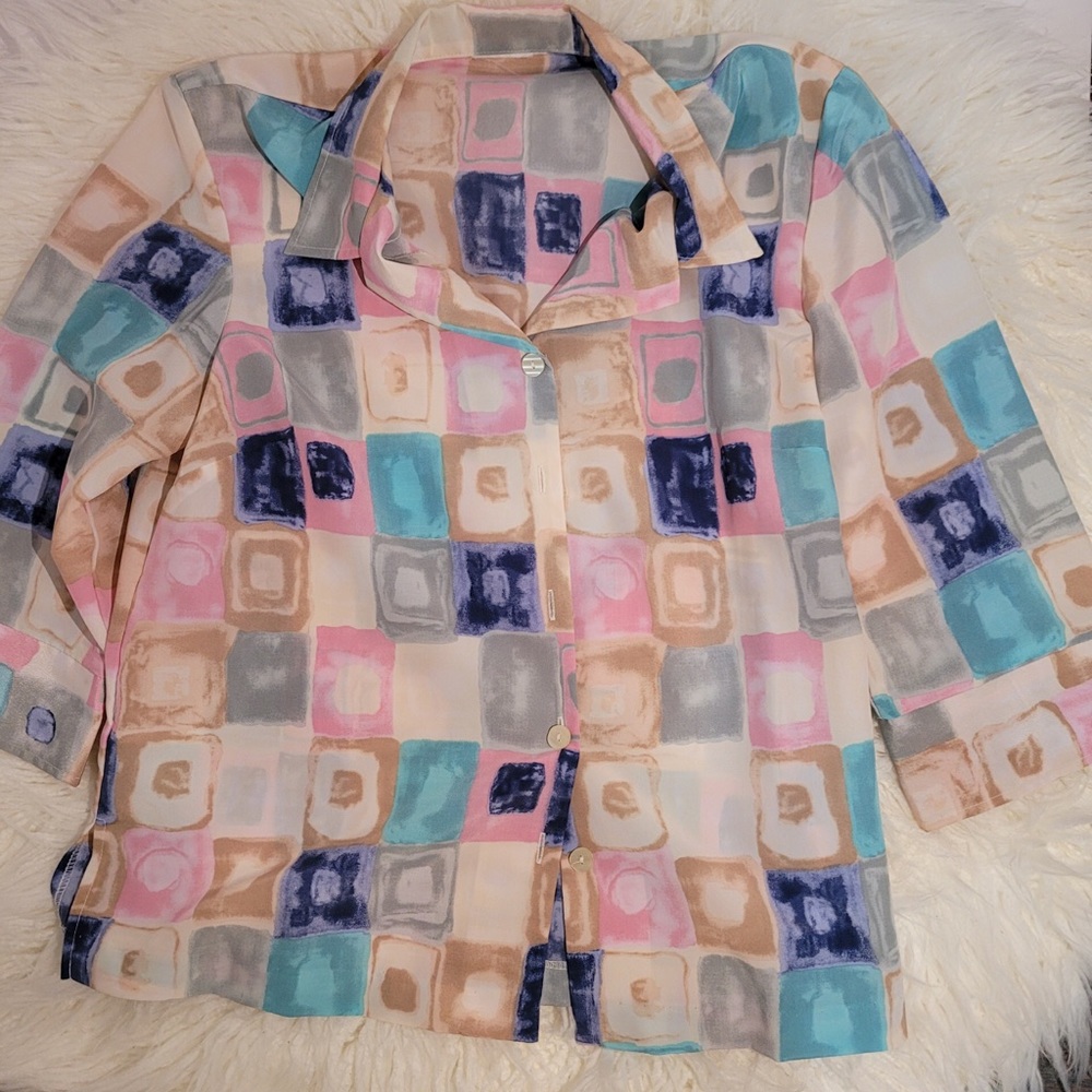 large funky button down top